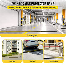 Load image into Gallery viewer, Happybuy 4 Pack of 1-Channel Rubber Cable Protector Ramps Heavy Duty 22046Lbs Load Capacity Cable Wire Cord Cover Ramp Speed Bump Driveway Hose Cable Ramp Protective Cover
