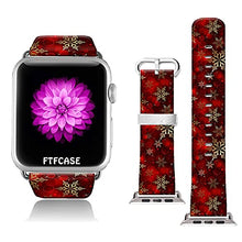 Load image into Gallery viewer, FTFCASE Compatible with Apple Watch Band 38mm 40mm, Soft Leather Replacement Sport Bands Compatible with iWatch 38mm 40mm Series 4/3/2/1 - Golden Christmas Snowflake
