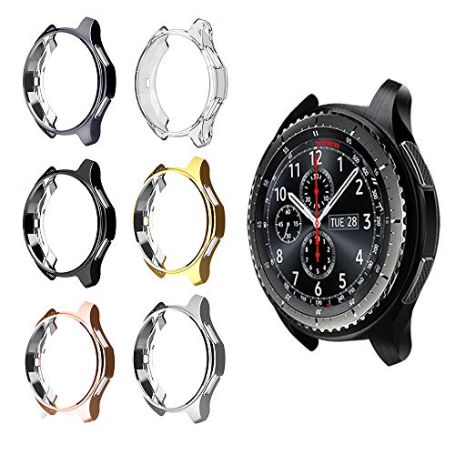 FitTurn Compatible with Gear S3 Frontier SM-R760 Case,Soft TPU Fashion Metal Color Frame Shock Resistant Proof Cover Protector Shell for Samsung Gear S3 Frontier SM-R760, Galaxy Watch 46mm SM-R800