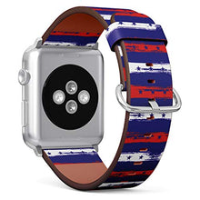 Load image into Gallery viewer, S-Type iWatch Leather Strap Printing Wristbands for Apple Watch 4/3/2/1 Sport Series (38mm) - 4th July Stars and Stripes Retro Pattern in USA Flag Colors
