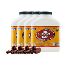 Load image into Gallery viewer, Survival Tabs - 60 day Survival Food Supply - Gluten Free and Non-GMO 25 Years Shelf Life (4 x 180 tabs/Bottle - Chocolate)
