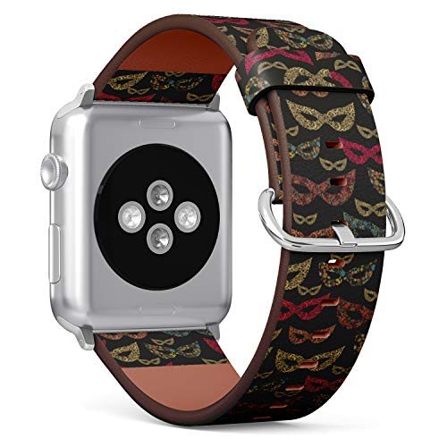 S-Type iWatch Leather Strap Printing Wristbands for Apple Watch 4/3/2/1 Sport Series (38mm) - Christmas Pattern with Masks