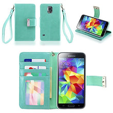 Load image into Gallery viewer, IZENGATE Wallet Case Designed for Samsung Galaxy S5 - PU Leather Flip Cover Folio with Stand (Mint)
