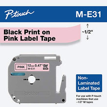 Load image into Gallery viewer, Brother 1/2 Inch x 26.2 Feet Black on Metallic Pink for P-Touch (ME31) - Retail Packaging
