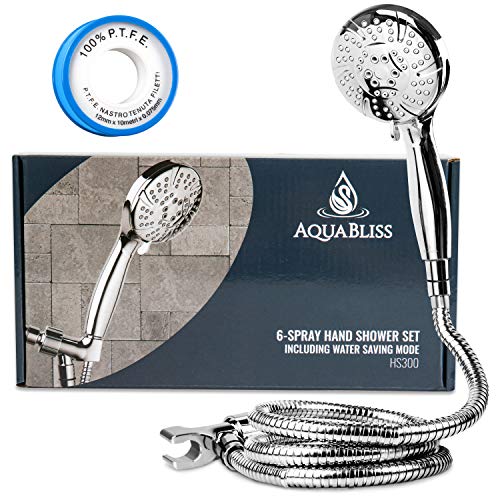 AquaBliss TheraSpa Hand Shower - 6 Mode Massage Shower Head with Hose High Pressure to Gentle Water Saving Mode - 6.5 FT No-Tangle Handheld Shower Head with Extra Long Hose & Adj. Mount | Chrome