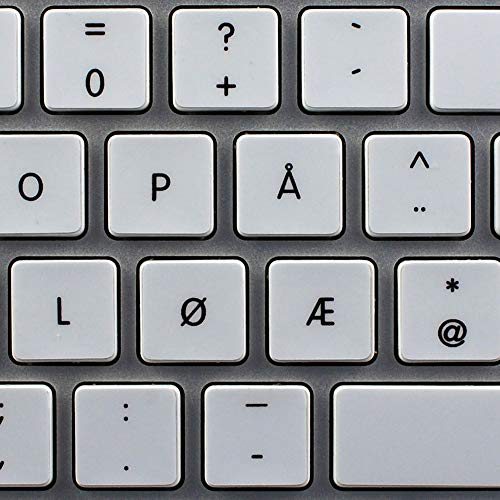 Norwegian Non-Transparent Keyboard Labels NS White Background for Desktop, Laptop and Notebook are Compatible with Apple