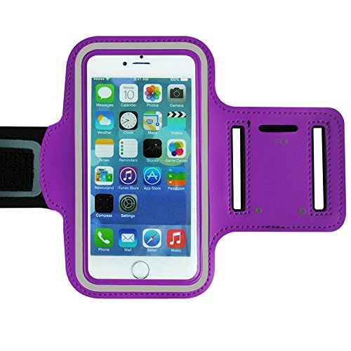 Purple Armband Exercise Workout Case Keyholder Jogging fits Motorola Moto Z2 Play Arms up to 14 inches Big.