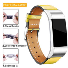Load image into Gallery viewer, Hotodeal Replacement Leather Band Compatible for Charge 2, Fitness Strap Women Men Small Large (Yellow- Silver Buckle)
