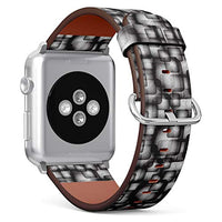 S-Type iWatch Leather Strap Printing Wristbands for Apple Watch 4/3/2/1 Sport Series (38mm) - Abstract Pattern with Transparent Squares