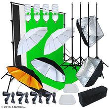Load image into Gallery viewer, Linco Lincostore Photo Lighting Video Studio Light Kit AM155 - Including 3 Color Backdrops (Black/Whtie/Green) Background Screen
