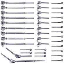 Load image into Gallery viewer, Muzata 10 Set Stainless Steel Cable Railing Kits For 1/8&quot; Wire Rope,Including 10 Pack Jaw Swage Stud
