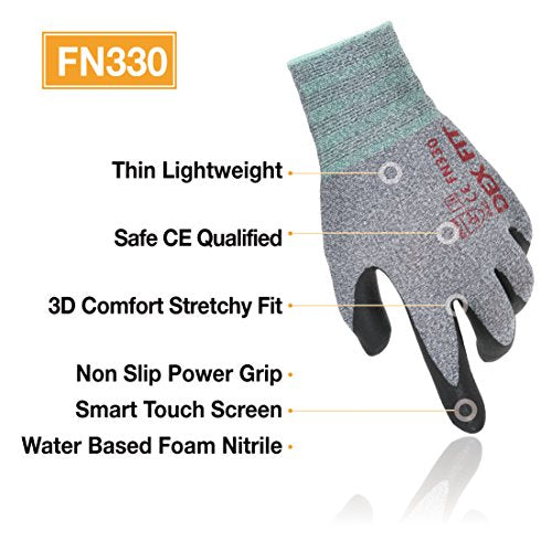 FOUR-AM Work Gloves Men & Women, Utility Mechanic Working Gloves High Dexterity Touch Screen for Multipurpose,Excellent Grip