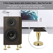 Load image into Gallery viewer, Zerone Speaker Spike Pad Kit, 8 Pairs 6 x 36mm Copper Speaker Spike Isolation Stand with Base Pad Feet Mat for for Speaker, Amplifier, CD DVD Player, Turntable Recorder, Chassis, Instrument
