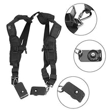 Load image into Gallery viewer, Aexit Quick Release Lighting fixtures and controls Double Shoulder Belt Strap Black for 2 Cameras SLR DSLR
