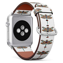 Load image into Gallery viewer, S-Type iWatch Leather Strap Printing Wristbands for Apple Watch 4/3/2/1 Sport Series (42mm) - Zen Doodle Art Doodle Sketch Dragonfly.
