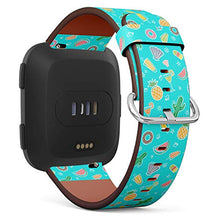 Load image into Gallery viewer, Replacement Leather Strap Printing Wristbands Compatible with Fitbit Versa - Pineapple, Cocktails, Cactus, Icecream Pattern
