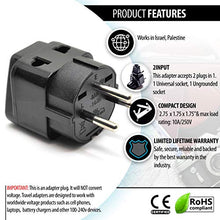 Load image into Gallery viewer, OREI 2 in 1 USA to Israel Travel Adapter Plug (Type H) - 4 Pack, Black
