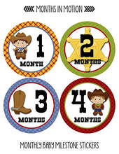 Load image into Gallery viewer, Baby Monthly Stickers | Monthly Milestone Stickers | Baby Month Stickers for Boy | Cowboy Western | Style 340
