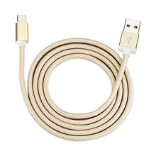 Load image into Gallery viewer, Reiko Nylon Braided Micro USB 2.0 Charging &amp; Sync Data Cable for MacBook with Type C USB - Gold
