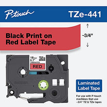 Load image into Gallery viewer, Brother Genuine P-touch TZE-441 Tape, 3/4&quot; (0.7&quot;) Wide Standard Laminated Tape, Black on Red, Laminated for Indoor or Outdoor Use, Water-Resistant, 0.7&quot; x 26.2&#39; (18mm x 8M), Single-Pack, TZE441
