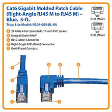 Load image into Gallery viewer, Tripp Lite Cat6 Gigabit Molded Patch Cable (RJ45 Right Angle M to RJ45 M) Blue, 5-ft.(N204-005-BL-RA)

