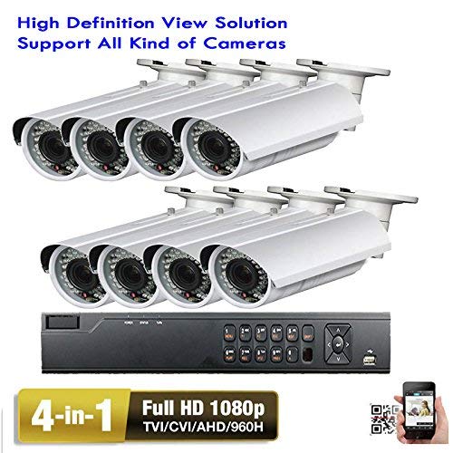 Amview 8Channel HD 4-in-1 2.6MP 1080P DVR HDAHD 42IR Varifocal Lens CCTV Security Camera