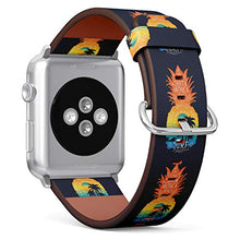 Load image into Gallery viewer, S-Type iWatch Leather Strap Printing Wristbands for Apple Watch 4/3/2/1 Sport Series (38mm) - Surf Pineapple Illustration Typography
