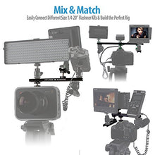 Load image into Gallery viewer, 12 Inch Cold Shoe Extension Bracket - Dual Sided Camera Flash Mount with 1/4&quot;-20 Flashner Adapter by Cam Caddie - Black
