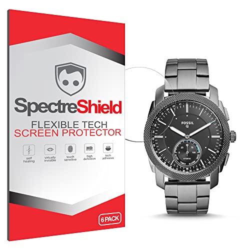 (6-Pack) Spectre Shield Screen Protector for Fossil Hybrid Smartwatch Q Machine Screen Protector Case Friendly Accessories Flexible Full Coverage Clear TPU Film