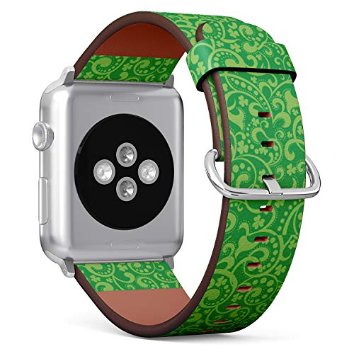 S-Type iWatch Leather Strap Printing Wristbands for Apple Watch 4/3/2/1 Sport Series (42mm) - St. Patrick's Day Background in Green Colors