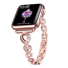 Load image into Gallery viewer, SHGM Compatible for apple Watch Band Series SE/7/6/5/4/3/2/1 Diamond Decoration Stainless Steel Metal Chain Steel Belt Feminine Universal Bracelet Christmas &#39; Gifts for Women(Rose gold 42/44mm and whi

