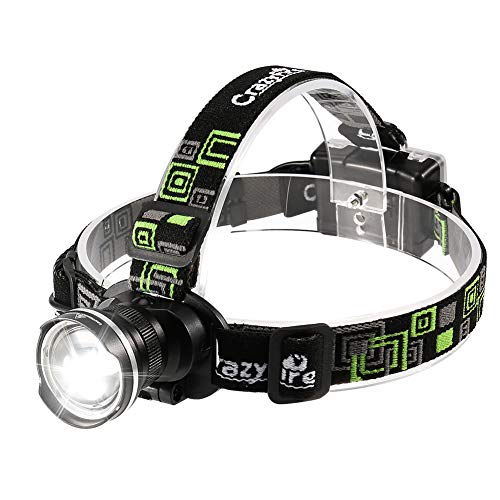CrazyFire LED Headlamp, Super Bright Headlamp Headlight Flashlight, 3 Modes Zoomable Headlamps for Runing,Hiking,Camping,Fishing,Hunting(Black)