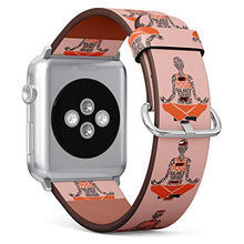 Load image into Gallery viewer, S-Type iWatch Leather Strap Printing Wristbands for Apple Watch 4/3/2/1 Sport Series (42mm) - Woman Doing Yoga in Sitting Posture Illustration in Typography Style

