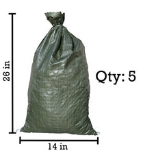 Load image into Gallery viewer, Sandbaggy 5 Green Sandbags - 14&quot; x 26&quot; Empty - Sandbags for Flooding - Sand Bag - Flood Water Barrier - Water Curb - Tent Sandbags - Store Bags
