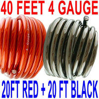 4 Gauge Wire Super Flexible 40 FT 20 FT RED 20 FT Black 40 FEET Ships Fast Free!
