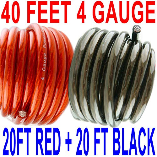 4 Gauge Wire Super Flexible 40 FT 20 FT RED 20 FT Black 40 FEET Ships Fast Free!