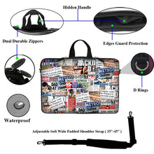 Load image into Gallery viewer, Meffort Inc 15 15.6 inch Laptop Carrying Sleeve Bag Case with Hidden Handle &amp; Adjustable Shoulder Strap with Matching Skin Sticker and Mouse Pad Combo - Newspaper Clips 2
