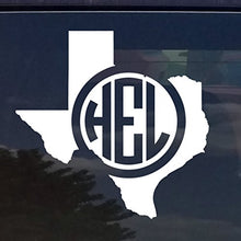 Load image into Gallery viewer, Texas Custom Circle Monogram Initials Vinyl Decal Sticker for Cars YETI Cup Laptop (8&quot;x8&quot;, White)
