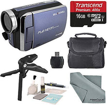 Load image into Gallery viewer, Bell &amp; Howell DV30HD 1080p HD Video Camera Camcorder (Blue) + Case, Tripod, 16GB Memory Card, Card Reader &amp; Cleaning Accessories

