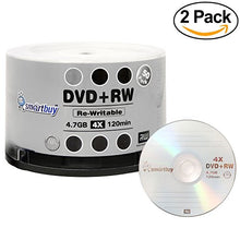 Load image into Gallery viewer, 100 Pack Smartbuy Blank DVD+RW 4X 4.7GB 120Min Branded Logo Rewritable DVD Media Disc
