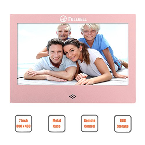 FULLBELL 7 Inch Digital Picture Frame, FU-DPF7RG with 800x480 TFT LCD Screen, Metal Case, 8GB Memory and IR Remoter (Rose Gold)