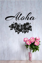 Load image into Gallery viewer, Aloha Hibiscus Flower Vinyl Decal Matte Black Decor Decal Skin Sticker Laptop
