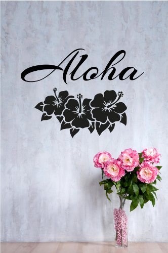 Aloha Hibiscus Flower Vinyl Decal Matte Black Decor Decal Skin Sticker Laptop