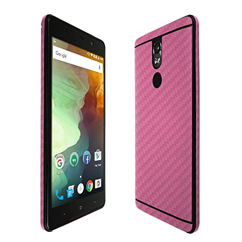 Skinomi Pink Carbon Fiber Full Body Skin Compatible with BLU Grand 5.5 HD II (Full Coverage) TechSkin with Anti-Bubble Clear Film Screen Protector