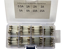 Load image into Gallery viewer, 6x30mm Quick Fast Blow Glass Assorted Fuse (Pack of 80) 0.5A 1A 2A 3A 5A 8A 10A 15A
