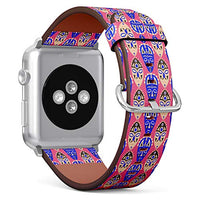 S-Type iWatch Leather Strap Printing Wristbands for Apple Watch 4/3/2/1 Sport Series (38mm) - Tribal Ritual Shamanic Masks Ethnic Pattern