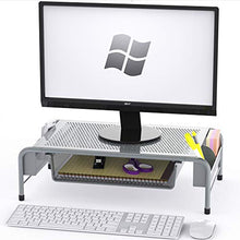 Load image into Gallery viewer, SimpleHouseware Metal Desk Monitor Stand Riser with Organizer Drawer, Silver
