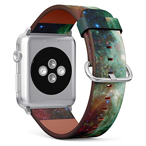 S-Type iWatch Leather Strap Printing Wristbands for Apple Watch 4/3/2/1 Sport Series (42mm) - Nebula Galaxy