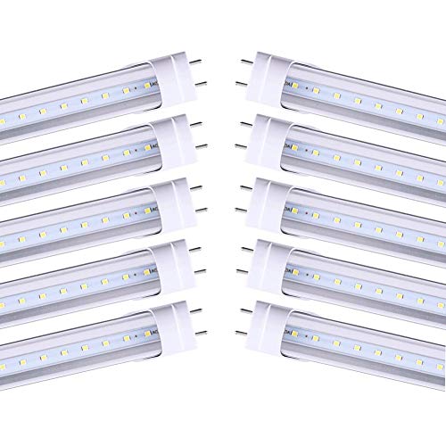 Aolyty T8 LED Tube Light 6500K 13W 3FT Super Bright Dual End Powered No Ballast Bypass Transparent for Warehouse, Garage, Office, Home - 10 Pack