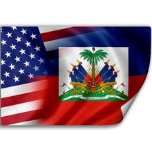 Load image into Gallery viewer, Sticker (Decal) with Flag of Haiti and USA (Haitian)
